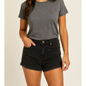 Cotton On Denim Shorts Black Size 8 High Rise Stretch Cuffed Cutoff Jean Shorts